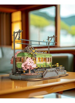 Robotime 3D Puzzles For Adults Diy Model Building Toy With Led Light Wooden Craft Kits Diorama Tram Hobby For Kids Brain Teaser Gift (Sakura Journey)  - Image 2