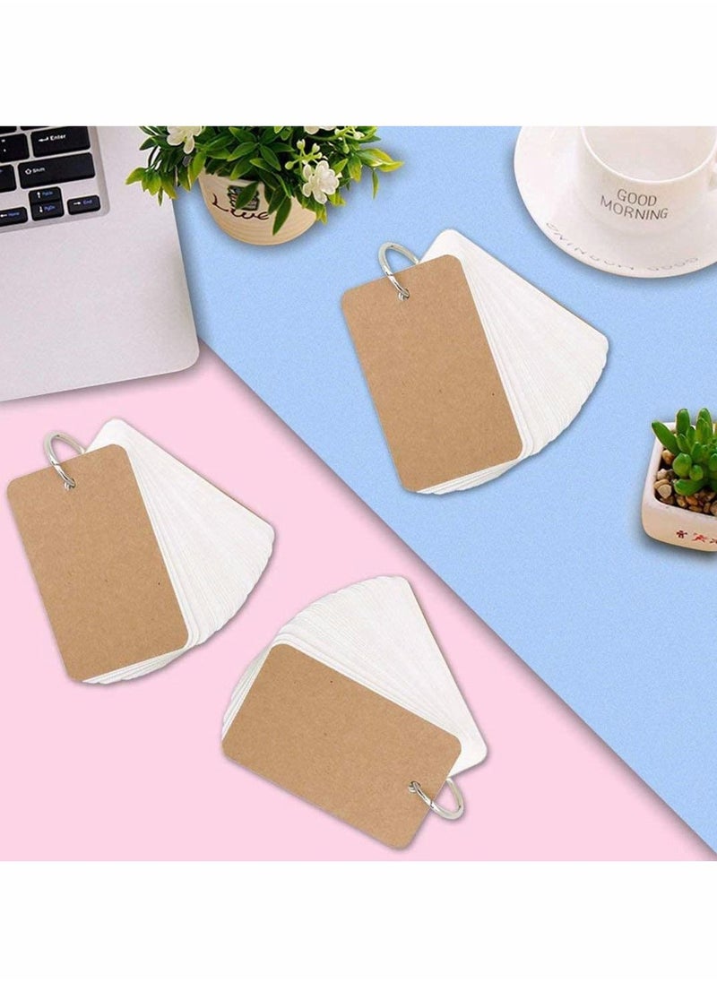 Excefore - 6 Pack Mini Notepads Study Cards Memo Pads Flashcards Revision Cards with Metal Binder Ring Revision Cards Index Cards Mini Notepads Blank Flashcards Study Cards on Ring 300 Sheets - Image 1