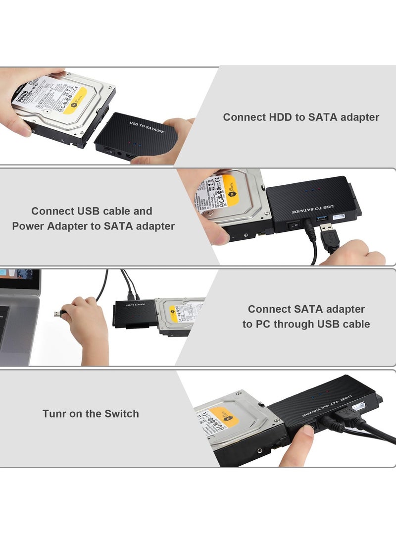 Generic - USB 3.0 Adapter for IDE SATA Hard Drive Recovery, External Data Converter Kit for 2.5 3.5 HDD SSD and 5.25 Inch DVD/CD,ROM - Image 1