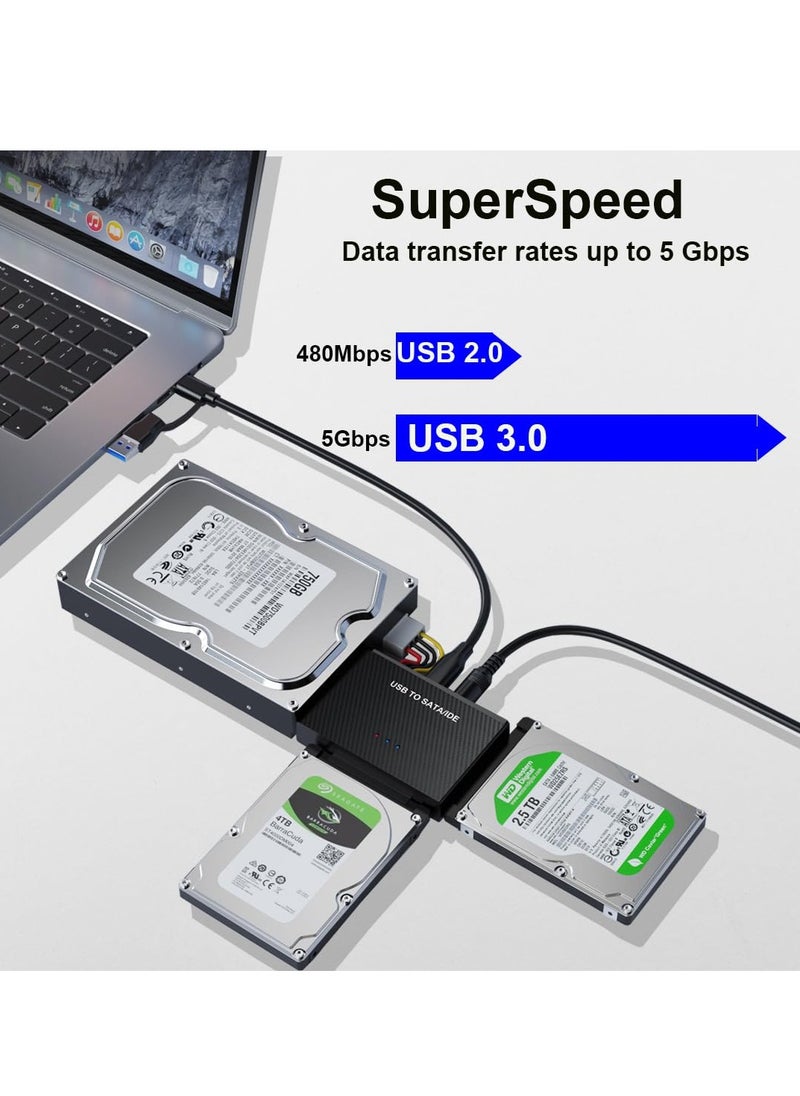 Generic - USB 3.0 Adapter for IDE SATA Hard Drive Recovery, External Data Converter Kit for 2.5 3.5 HDD SSD and 5.25 Inch DVD/CD,ROM - Image 1