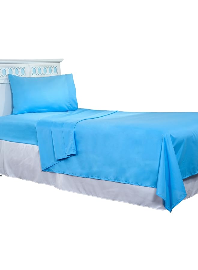 لافيش هوم طقم ملاءات من الألياف الدقيقة الناعمة مكون من 3 قطع ملاءات سرير ملائمة ومسطحة وغطاء وسادة مقاوم للتجاعيد والبقع والبهتان مقاس Twin XL أزرق فاتح - Image 4