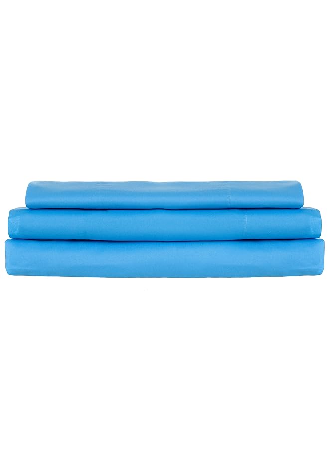 لافيش هوم طقم ملاءات من الألياف الدقيقة الناعمة مكون من 3 قطع ملاءات سرير ملائمة ومسطحة وغطاء وسادة مقاوم للتجاعيد والبقع والبهتان مقاس Twin XL أزرق فاتح - Image 3