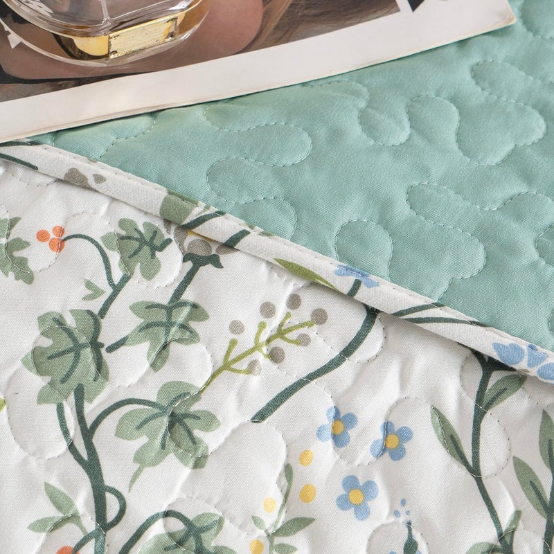 BUPIRD Quilt Set Twin Floral 2 Pieces Soft Lightweight Microfiber Bedspread Twin Quilt Bedding Set Garden Style Floral Printed Quilt Set 1 Quilt and 1 Pillow Sham for All Season - Image 5