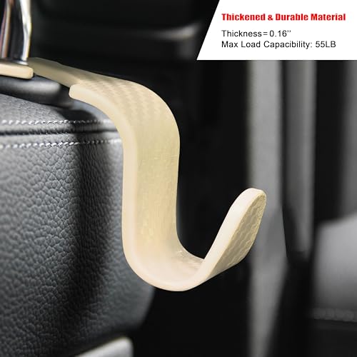 Amooca Car Seat Headrest Hook 4 Pack Hanger Universal Vehicle Car Storage Organizer for Handbag Purse Coat S Type Checkered Beige - Image 3