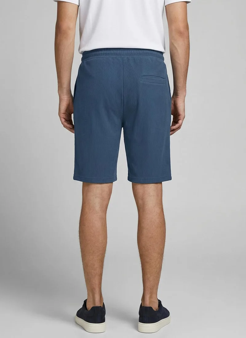 NOBERO Mallard Blue Nobero Ottoman Shorts | Men’s Shorts | Regular Fit | 240 GSM 100% Compact Cotton (Vertical Ottoman Texture) | Knee-Length Mid-Rise Comfort | Elasticated Drawcord Waist & Pockets | Available in 5 Colours for Men | Best Price UAE