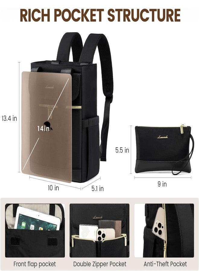 LOVEVOOK Backpack Purse for Women, Convertible Mini Backpacks Tote for Teen Girls, Small College Bookbag for Work, School, Travel, 2pcs set, Black - Image 3