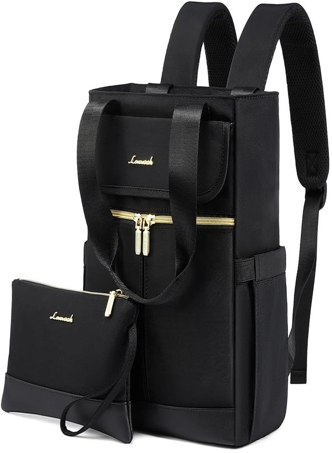 LOVEVOOK Backpack Purse for Women, Convertible Mini Backpacks Tote for Teen Girls, Small College Bookbag for Work, School, Travel, 2pcs set, Black - Image 1