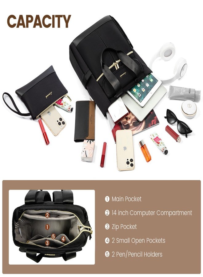LOVEVOOK Backpack Purse for Women, Convertible Mini Backpacks Tote for Teen Girls, Small College Bookbag for Work, School, Travel, 2pcs set, Black - Image 4
