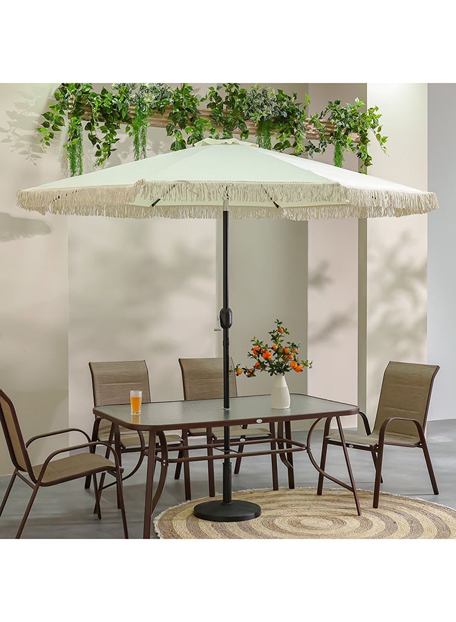 DANUBE HOME مظلة واحة مع زخرفة بدون قاعدة 2.7م مظلة فناء قابلة للتعديل | تصميم حديث مظلة شمسية خارجية مقاومة للماء مع حماية من الأشعة فوق البنفسجية للشرفة والشاطئ والمسبح 270x270 سم - بيج - Image 1