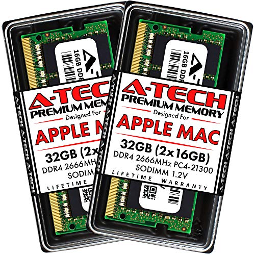 A-Tech 32GB Kit (2x16GB) RAM for Apple iMac & Mac mini (2018, 2019 & 2020) | DDR4 2666 MHz SODIMM PC4-21300 / PC4-21333 260-Pin SO-DIMM Memory Upgrade - Image 1