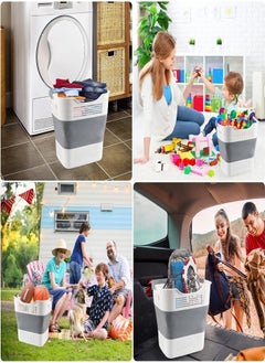 XVersion Laundry Basket Large Foldable 40L with Handle, Collapsible Handled Plastic Washing Clothes Laundry Bin Container, Multi purpose Organizer Storage Washing Basket for Home - Dark Gray  - Image 5