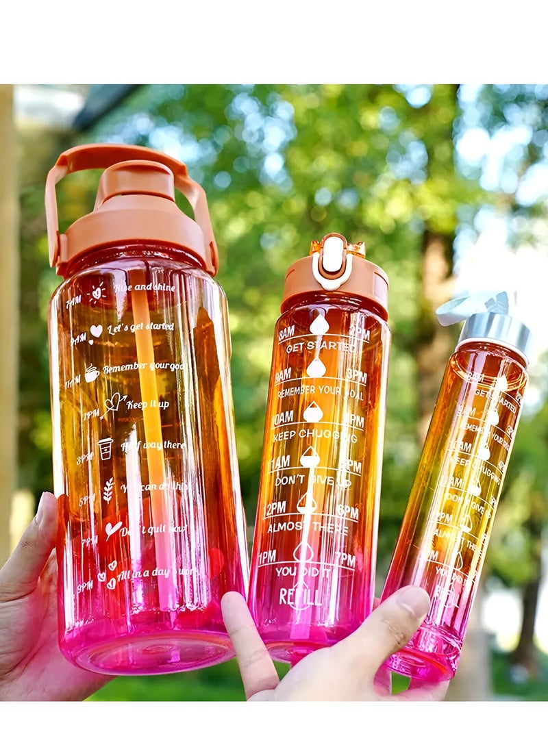 MXM Sports Water Bottles Set of 3, Motivational Plastic Bottle with Time Capacity for School Office Home Gym Fitness Cycling 2L, 700ml, 500ml   (Brown)  - Image 3
