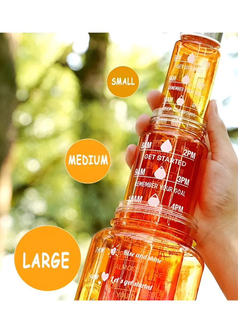 MXM Sports Water Bottles Set of 3, Motivational Plastic Bottle with Time Capacity for School Office Home Gym Fitness Cycling 2L, 700ml, 500ml   (Brown)  - Image 2
