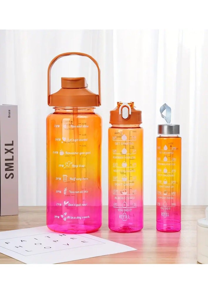 MXM Sports Water Bottles Set of 3, Motivational Plastic Bottle with Time Capacity for School Office Home Gym Fitness Cycling 2L, 700ml, 500ml   (Brown)  - Image 1