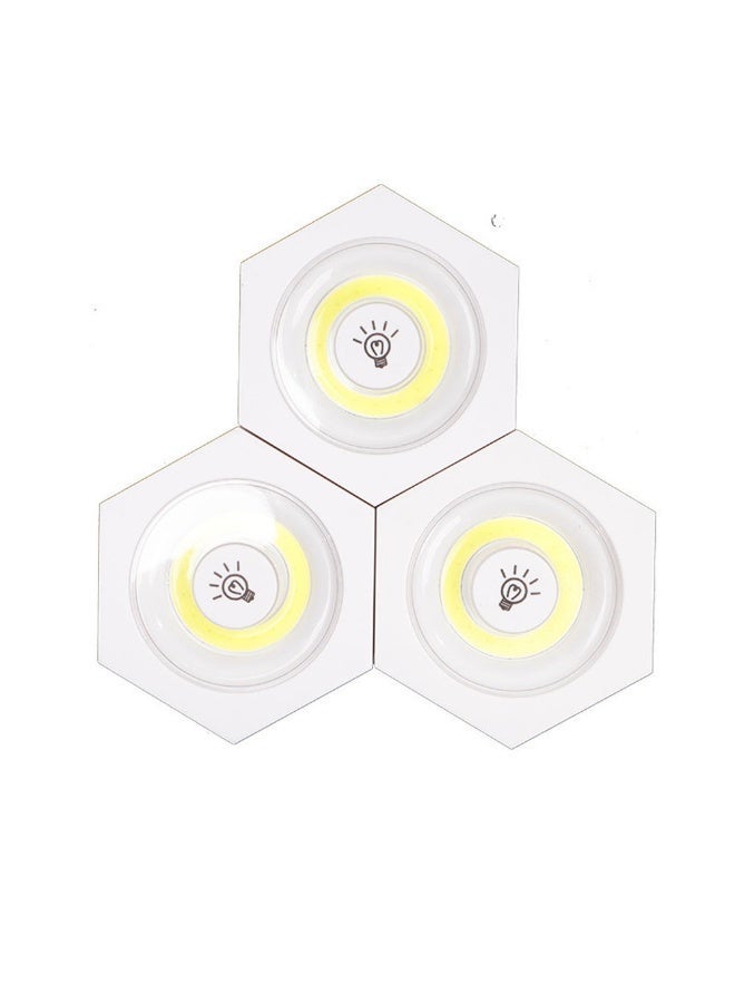 أضواء عفريت LED سداسية لاسلكية للتحكم عن بعد مجموعة من 3 خزانة تعمل بالبطارية وخزانة ملابس تحت الخزانة ضوء أبيض - Image 1