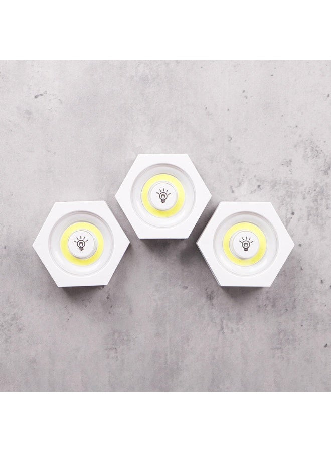 أضواء عفريت LED سداسية لاسلكية للتحكم عن بعد مجموعة من 3 خزانة تعمل بالبطارية وخزانة ملابس تحت الخزانة ضوء أبيض - Image 4