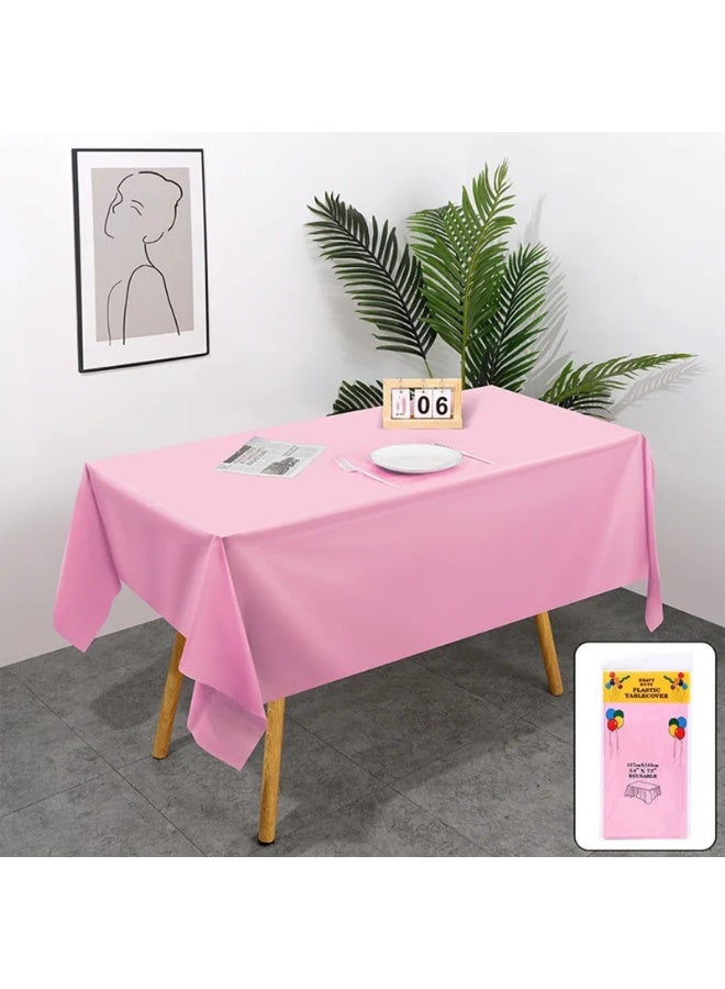 4 عبوات مفارش مائدة يمكن التخلص منها، غطاء مائدة مستطيل مقاوم للماء من البولي إيثيلين البولي إيثيلين لحفلات الشواء والزفاف - Image 3