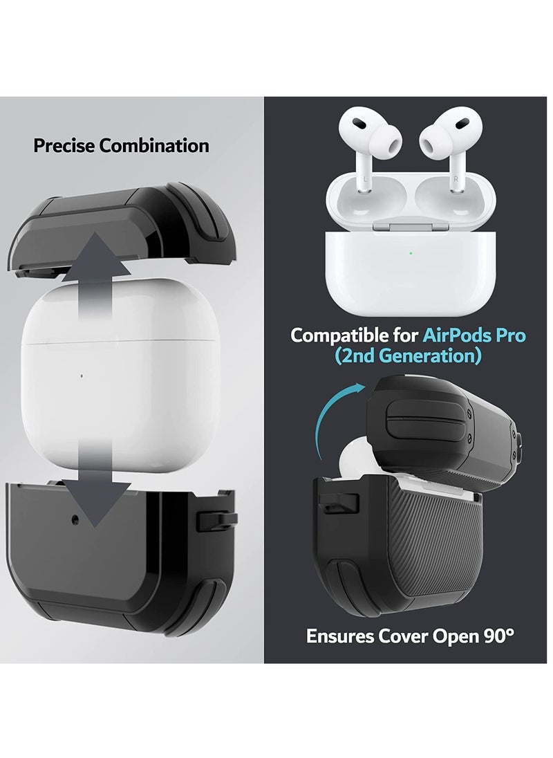 AirPods Pro 2 Case Cover with Keychain Rugged Armorgned Compatible for Apple Airpods Pro 2nd Case 2022 and Airpods Pro 2019 Case for Women Men Front LED Visible Black - pzsku/Z9F48F105E3D5C34B3DD5Z/45/_/1717861530/f4455f4f-eafd-4f9f-b21c-75c44d7e46b1