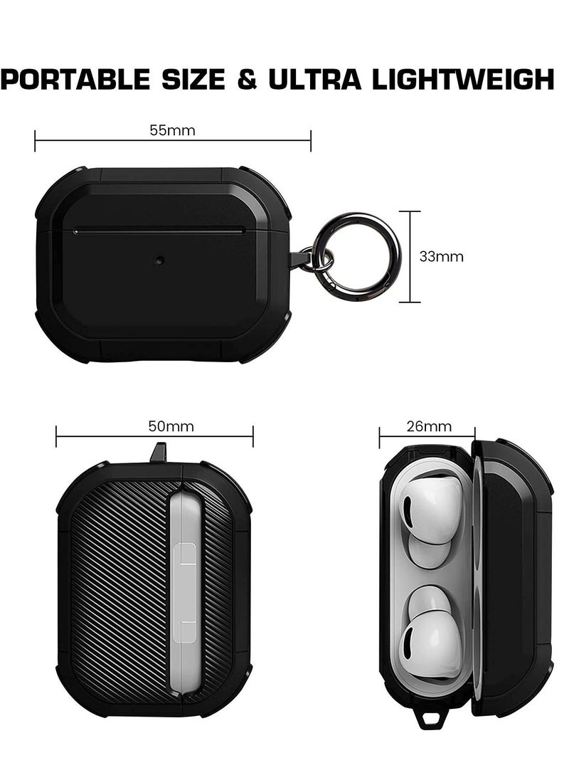 AirPods Pro 2 Case Cover with Keychain Rugged Armorgned Compatible for Apple Airpods Pro 2nd Case 2022 and Airpods Pro 2019 Case for Women Men Front LED Visible Black - pzsku/Z9F48F105E3D5C34B3DD5Z/45/_/1717861550/daa2408c-3036-4189-aafe-819e2d06b3a9