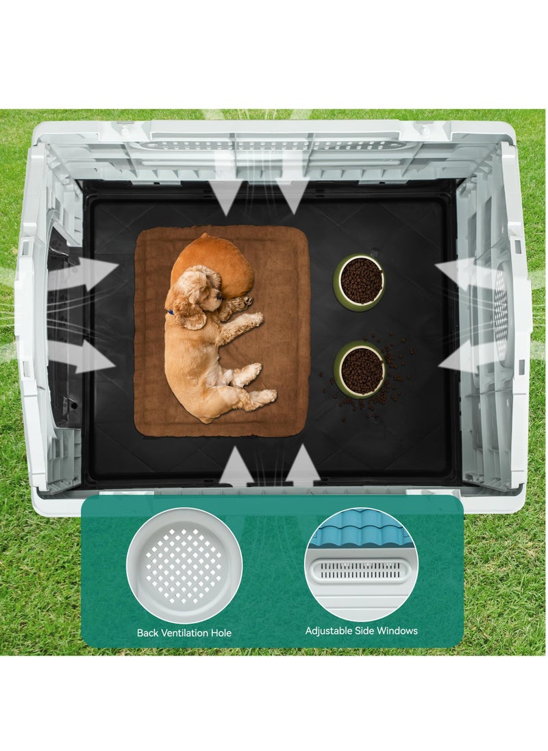 XiuWoo Folding Large Dog House Outdoor Plastic Dog House with Adjustable Skylight and Elevated Base Water Resistant Pet House for Small, Medium Dogs 84*70*76 cm  - Image 4