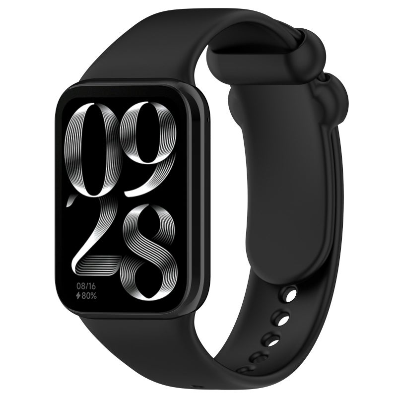 erorex For Xiaomi Smart Band 9 Pro / 8 Pro Solid Color Black Buckle Silicone Watch Band(Black) - Image 1