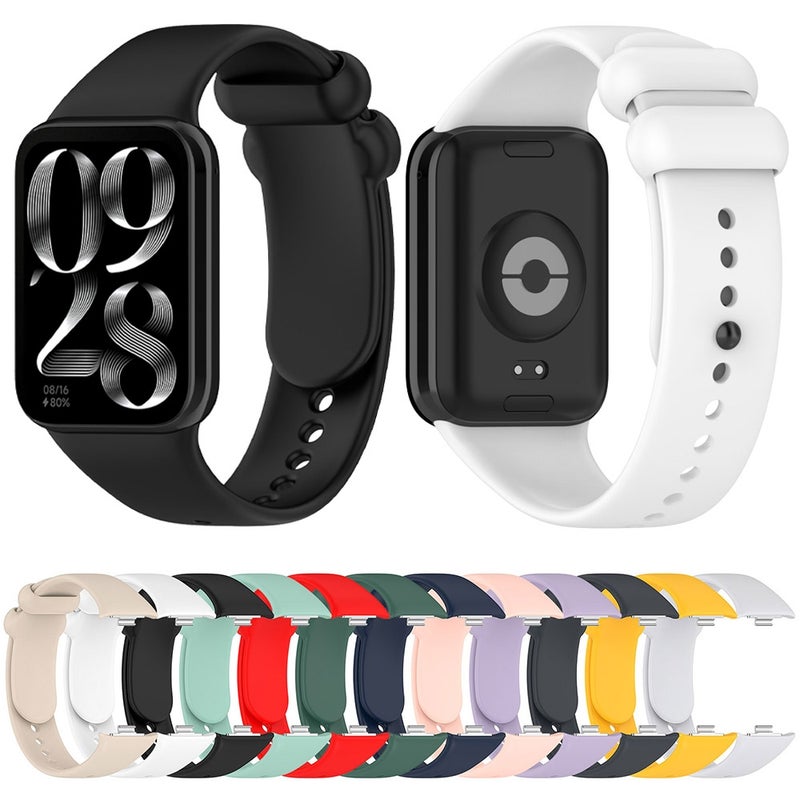 erorex For Xiaomi Smart Band 9 Pro / 8 Pro Solid Color Black Buckle Silicone Watch Band(Black) - Image 5