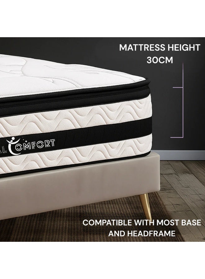 Total Comfort Athens Mattress 200x200, 30cm Hybrid Memory Foam Mattress with Pocket Spring | Medium Firm Super King Size Mattress for Pressure Relief | Motion Isolation, Breathable Fabric - Image 2