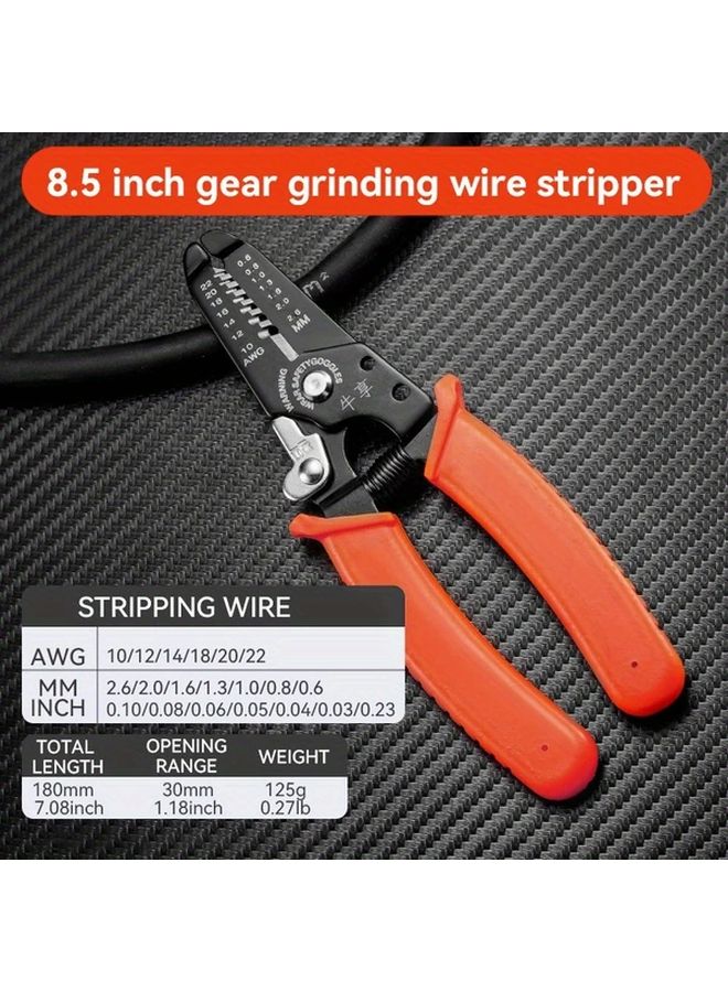 1pc Heavy Duty Wire Stripper 8 in 1 Gauge Chart Ergonomic Slip Handle Manual Tool - Image 2