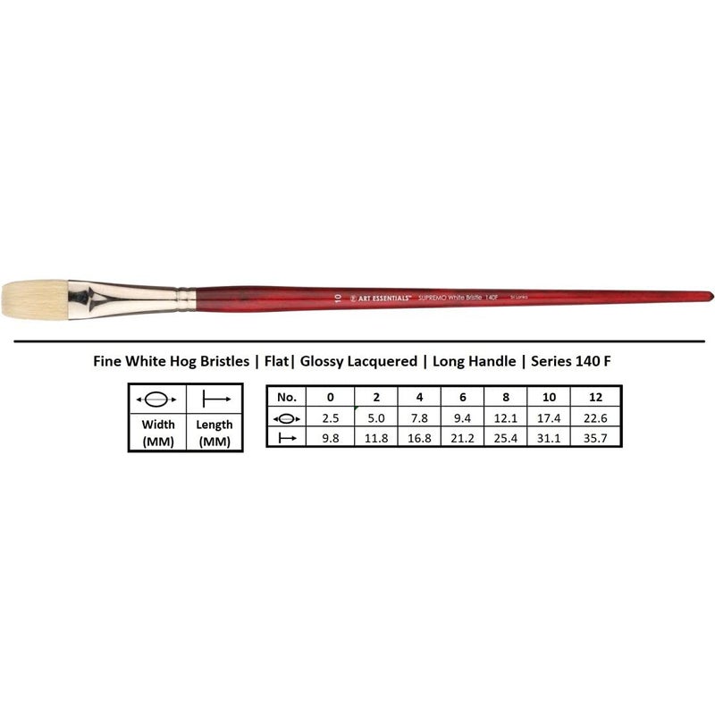 Art Essentials SUPREMO White Bristle Brush for Oil and Acrylic Painting - Series 140F - Flat - Long Handle - Size: 6, with Maximum Colour Holding Capacity, Even & Consistent Flow - Image 4
