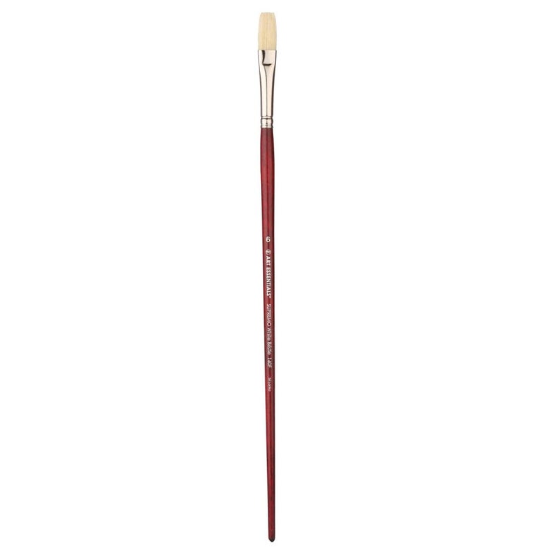 Art Essentials SUPREMO White Bristle Brush for Oil and Acrylic Painting - Series 140F - Flat - Long Handle - Size: 6, with Maximum Colour Holding Capacity, Even & Consistent Flow - Image 2