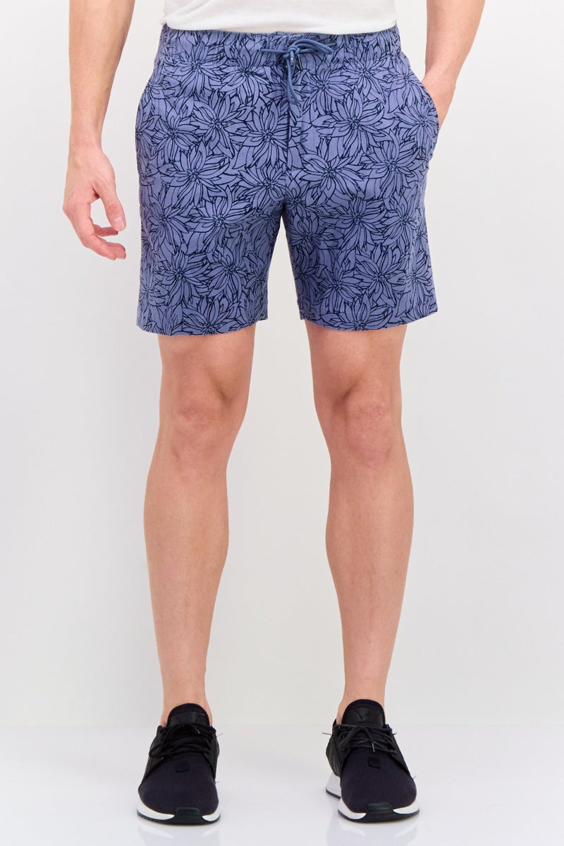 PERRY ELLIS Men Floral Print Basic Shorts, Blue - Image 1