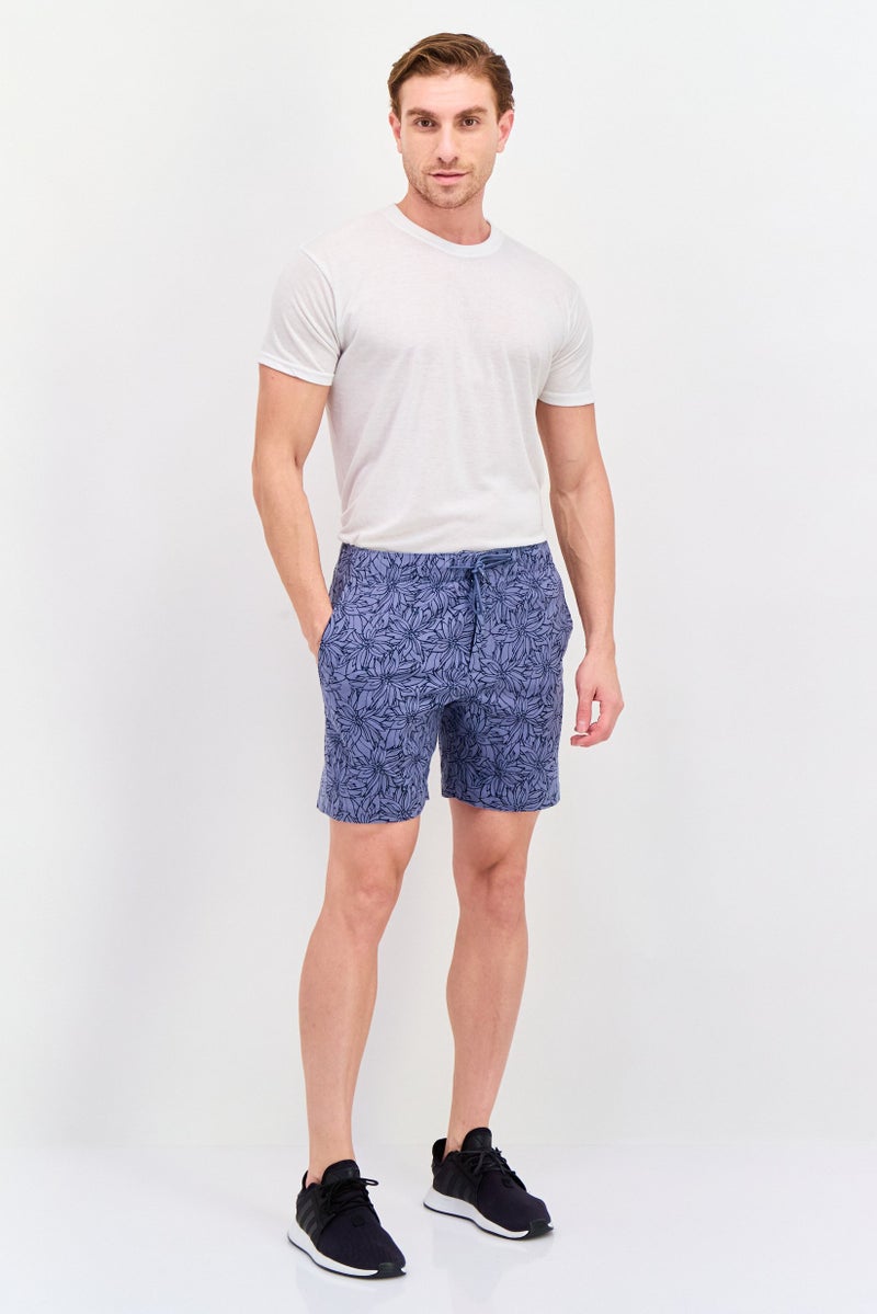 PERRY ELLIS Men Floral Print Basic Shorts, Blue - Image 3