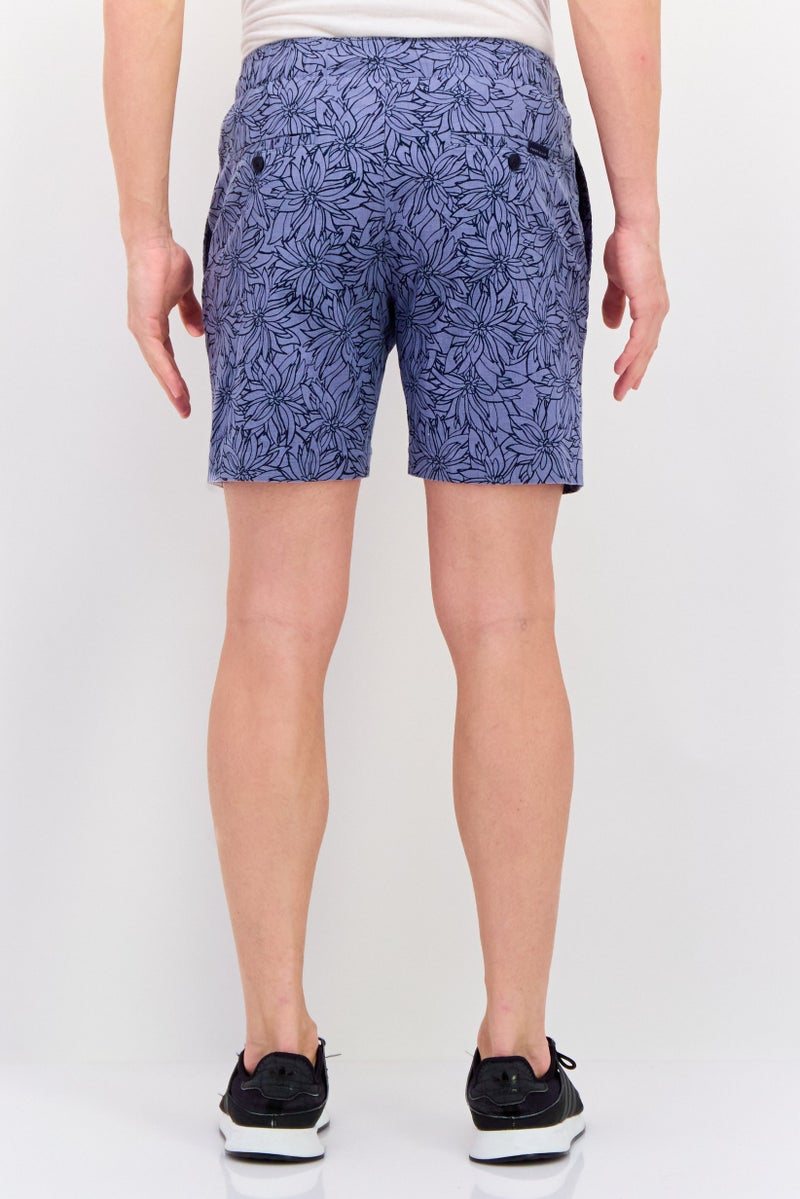 PERRY ELLIS Men Floral Print Basic Shorts, Blue - Image 2