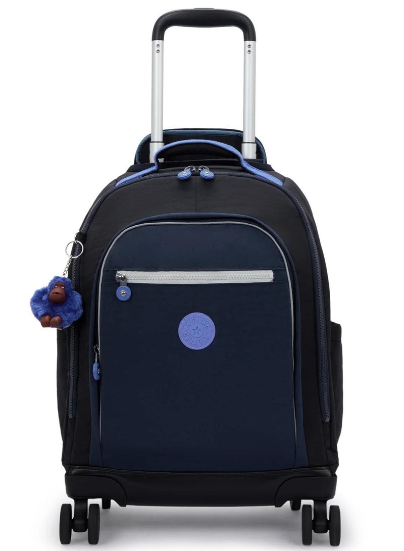 kipling new zea large 4-double wheeled unisex trolley backpack (with laptop compartment) - true block - Image 1