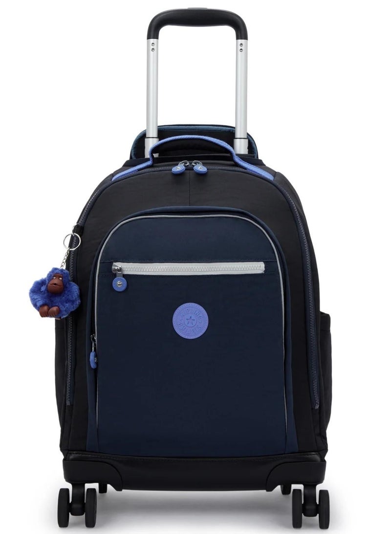 kipling new zea large 4-double wheeled unisex trolley backpack (with laptop compartment) - true block - Image 1