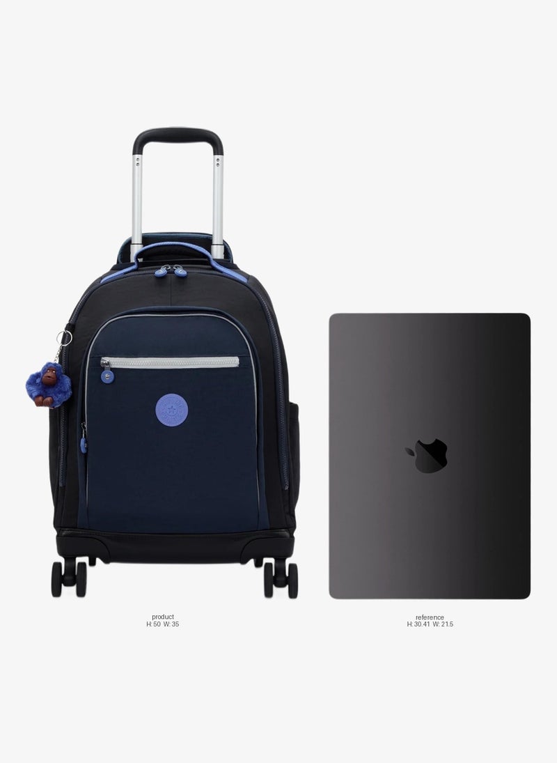 kipling new zea large 4-double wheeled unisex trolley backpack (with laptop compartment) - true block - Image 2