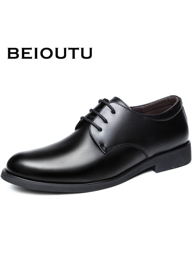 Beioutu Men's Lace-up Business Formal Shoes British Style Comfortable Office Commute Leather Shoes Men 178 Black 43 - Image 5