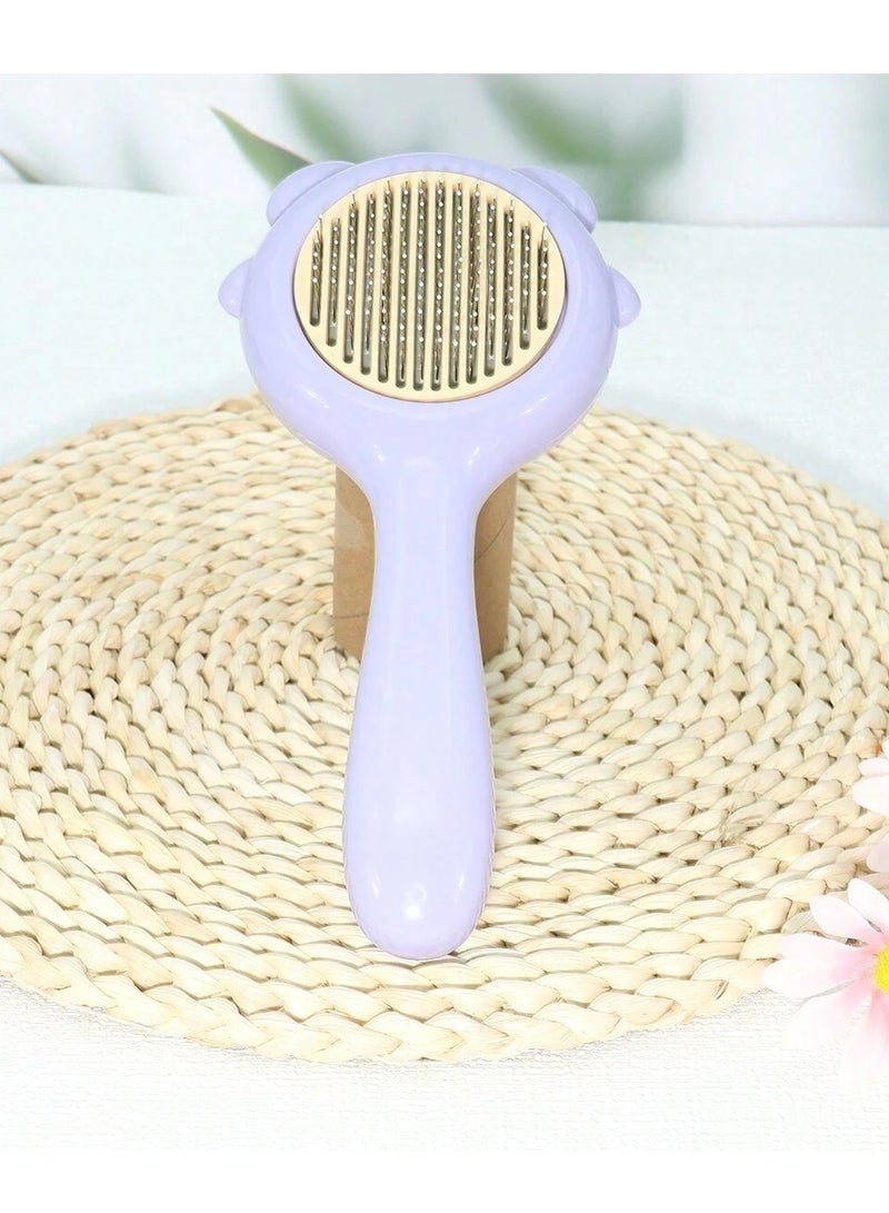 فرشاة للعناية بالحيوانات الأليفة مع زر تحرير للتساقط، مشط ذاتي التنظيف للقطط والكلاب ذات الشعر الطويل أو القصير - Image 2