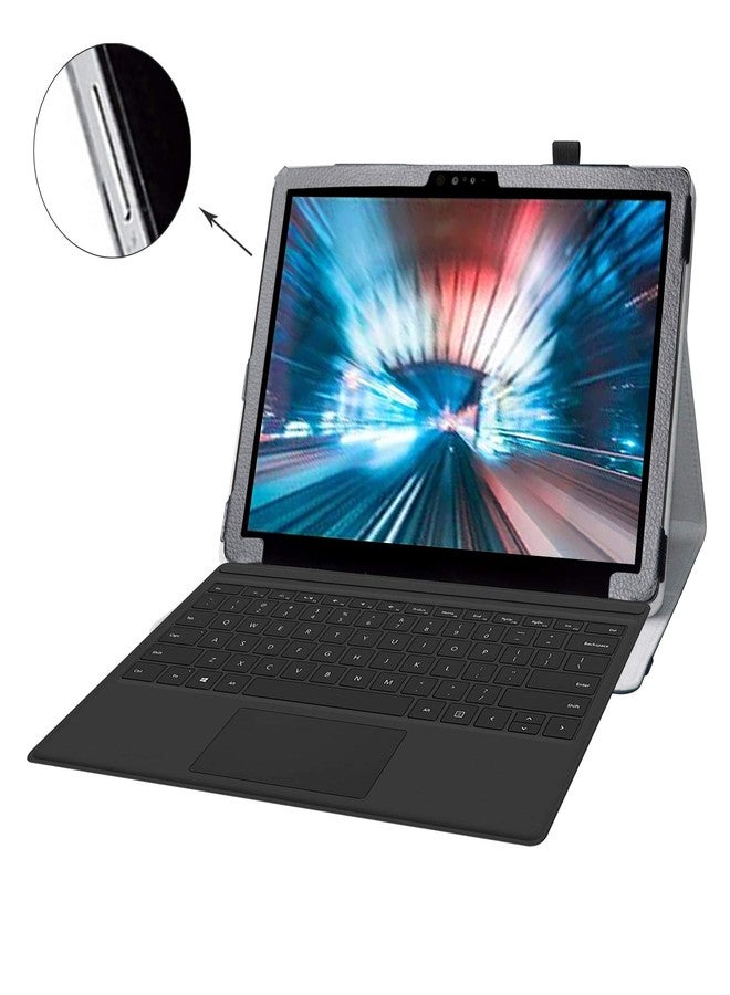 Bige for Dell Latitude 7200 Case, PU Leather Folio 2-Folding Stand Cover for 12.3" 2-in-1 Tablet, Black - Image 2
