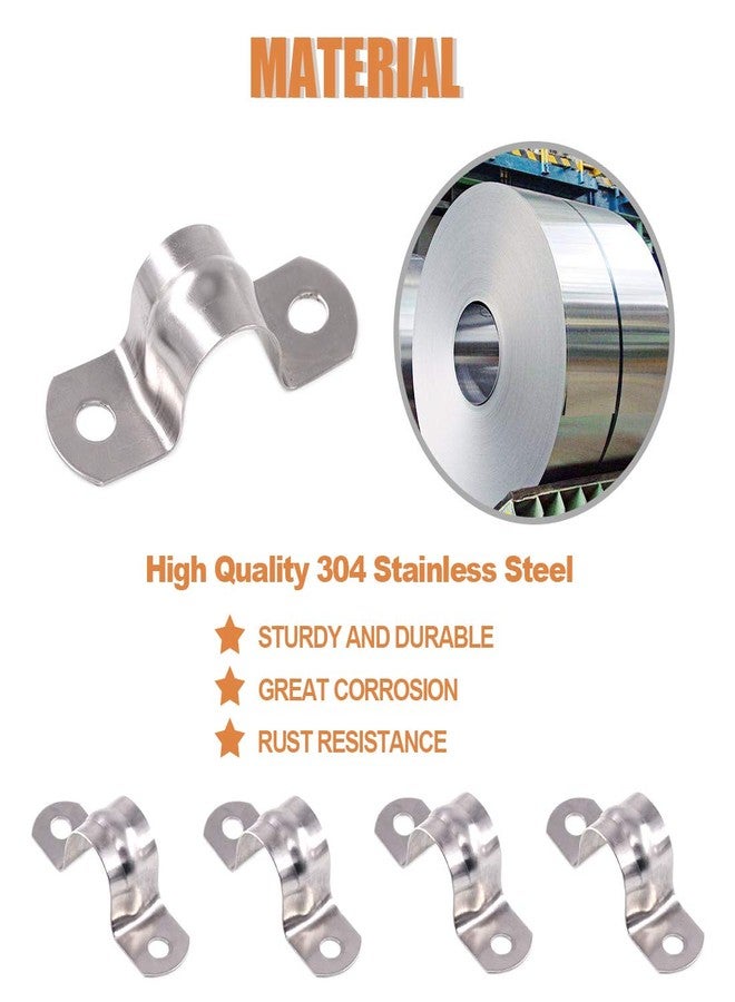 Keadic 30Pcs M20 Two Hole Strap U Bracket Tube Strap Tension Clips Stainless Steel Heavy Duty Rigid Pipe Strap Clamp, for Pipe Fixing - Image 5