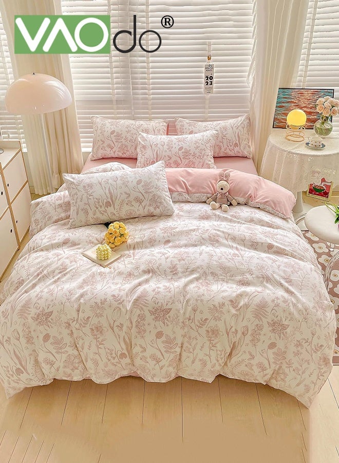 فاو دو مجموعة ملاءات سرير 4 قطع، من الألياف الدقيقة الناعمة - مجموعة لحاف مقاومة للانكماش والبهتان، مجموعة مفروشات سرير صديقة للبشرة، تشمل ملاءة سرير مجهزة وغطاء لحاف ووسادتين مقاس 200*230 سم - Image 1