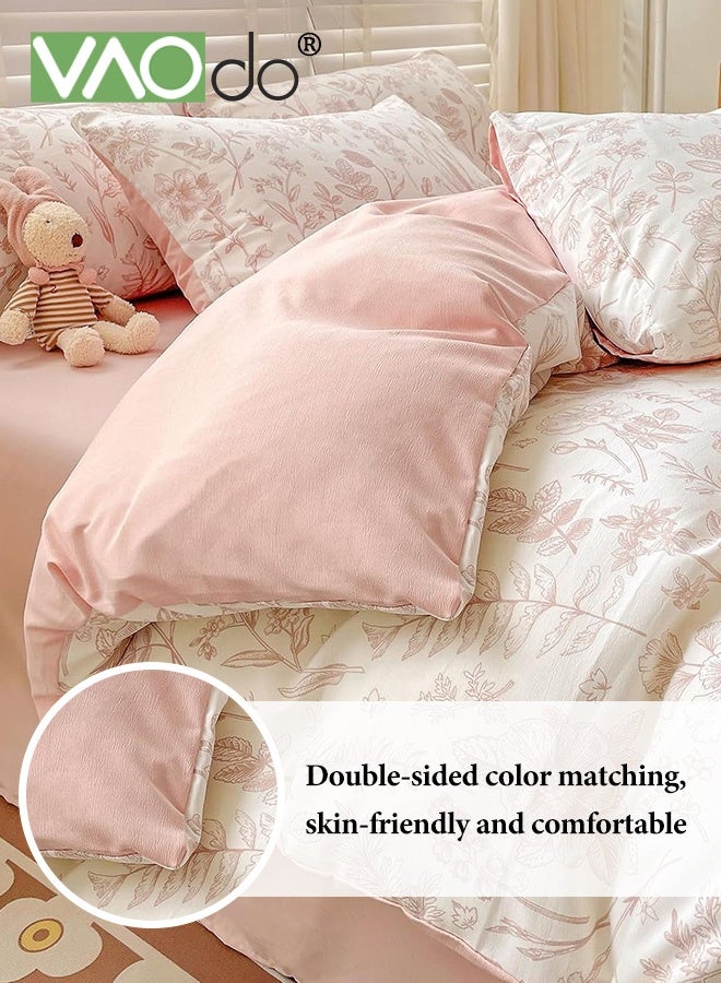 فاو دو مجموعة ملاءات سرير 4 قطع، من الألياف الدقيقة الناعمة - مجموعة لحاف مقاومة للانكماش والبهتان، مجموعة مفروشات سرير صديقة للبشرة، تشمل ملاءة سرير مجهزة وغطاء لحاف ووسادتين مقاس 200*230 سم - Image 5