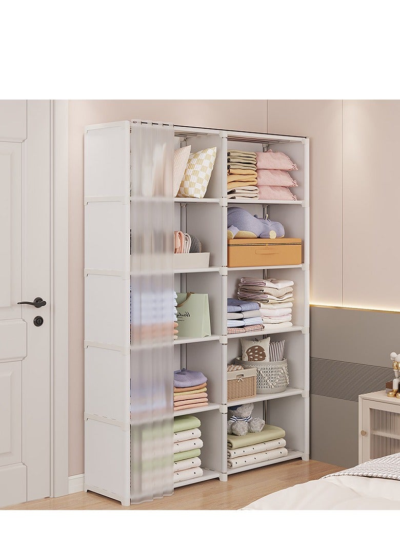 Y&D 5-Layer Dust-Proof Wardrobe Household Simple Storage Cabinet Combination Storage Cabinet Rental Small Wardrobe Storage Rack Simple Bookshelf With Curtains Dust-Proof Bookshelf Storage Cabinet  - Image 1