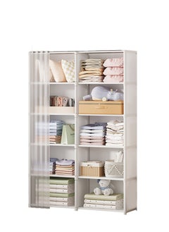 Y&D 5-Layer Dust-Proof Wardrobe Household Simple Storage Cabinet Combination Storage Cabinet Rental Small Wardrobe Storage Rack Simple Bookshelf With Curtains Dust-Proof Bookshelf Storage Cabinet  - Image 2