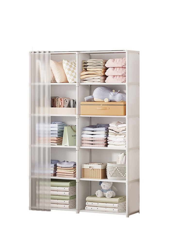 Y&D 5-Layer Dust-Proof Wardrobe Household Simple Storage Cabinet Combination Storage Cabinet Rental Small Wardrobe Storage Rack Simple Bookshelf With Curtains Dust-Proof Bookshelf Storage Cabinet  - Image 2