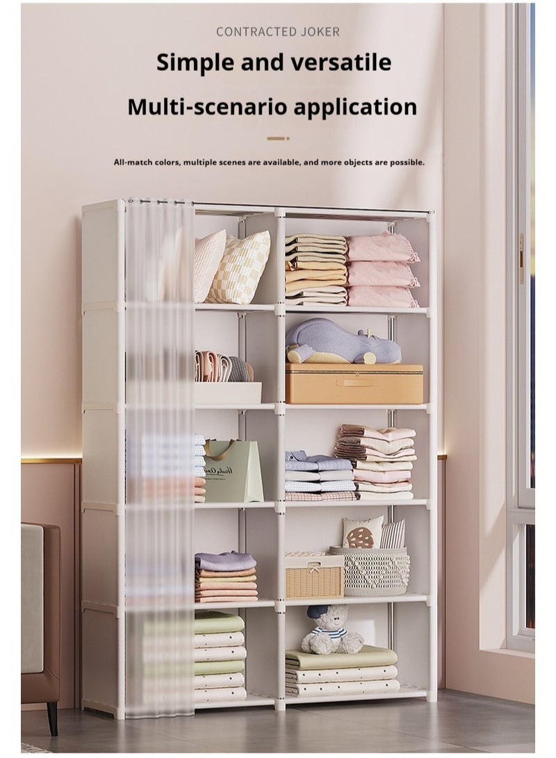 Y&D 5-Layer Dust-Proof Wardrobe Household Simple Storage Cabinet Combination Storage Cabinet Rental Small Wardrobe Storage Rack Simple Bookshelf With Curtains Dust-Proof Bookshelf Storage Cabinet  - Image 4