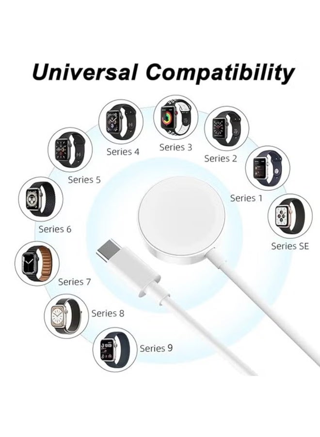 Fast Charging USB C Watch Charger Cord Compatible for Apple Watch, Magnetic Watch Charging Cable Compatible for Watch Series10/9/8/7/Ultra/Ultra2/SE2/6/5/4/3/2/1/SE1, Type C Cord - Image 2