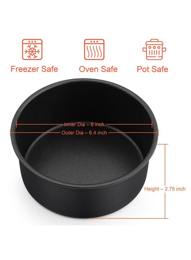 TeamFar Cake Pan 6’’ X 2.75’’ Coated Birthday Wedding Cake Pan Round Baking Pans With Stainless Steel Core & Nonstick Coating Toxic Free Oven Safe & Antimelt Deep Straight Side Set Of 2 - Image 3