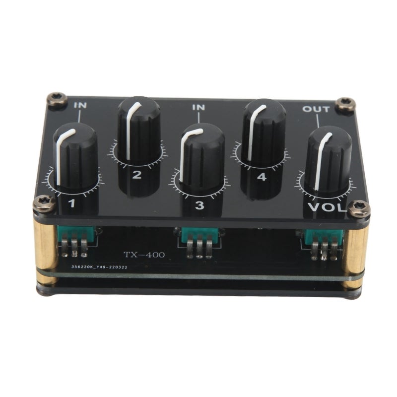 Audio Mixer 4 Input 1 Output Mini Sound Board Console Portable Passive Stereo Audio Mixer - Image 1
