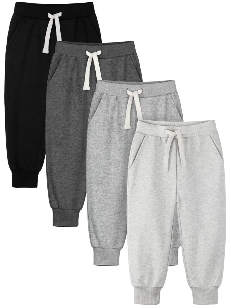 HXP 4 Pack Toddler Boys Sweatpants Pure Cotton Toddler Sweatpants Boys Kids Joggers Pants with Pocket Drawstring - Image 1